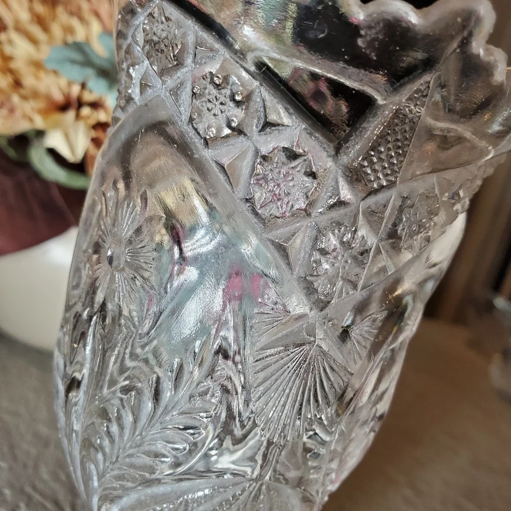 Vintage Clear Crystal Floral Tulip Vase